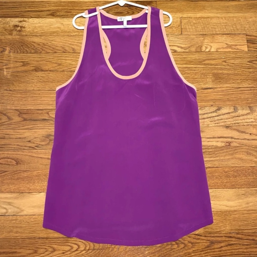 Silk Purple Blouse with Nude Rim